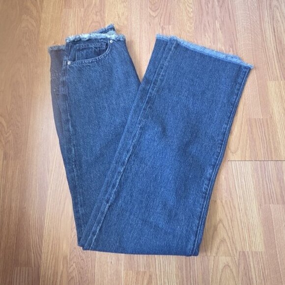 WeWoreWhat Denim Jeans 28 Frayed Hem Straight NWT Blue - Picture 9 of 11